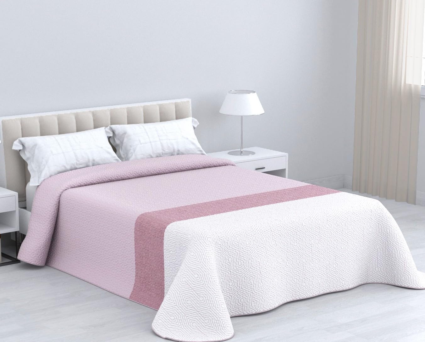HM'S HOME'SECRET Colcha Bouti Estampada de 100% Microfibra Suave - Variedad de Diseños y Tamaños (Florencia Rosa, Cama 135cm)