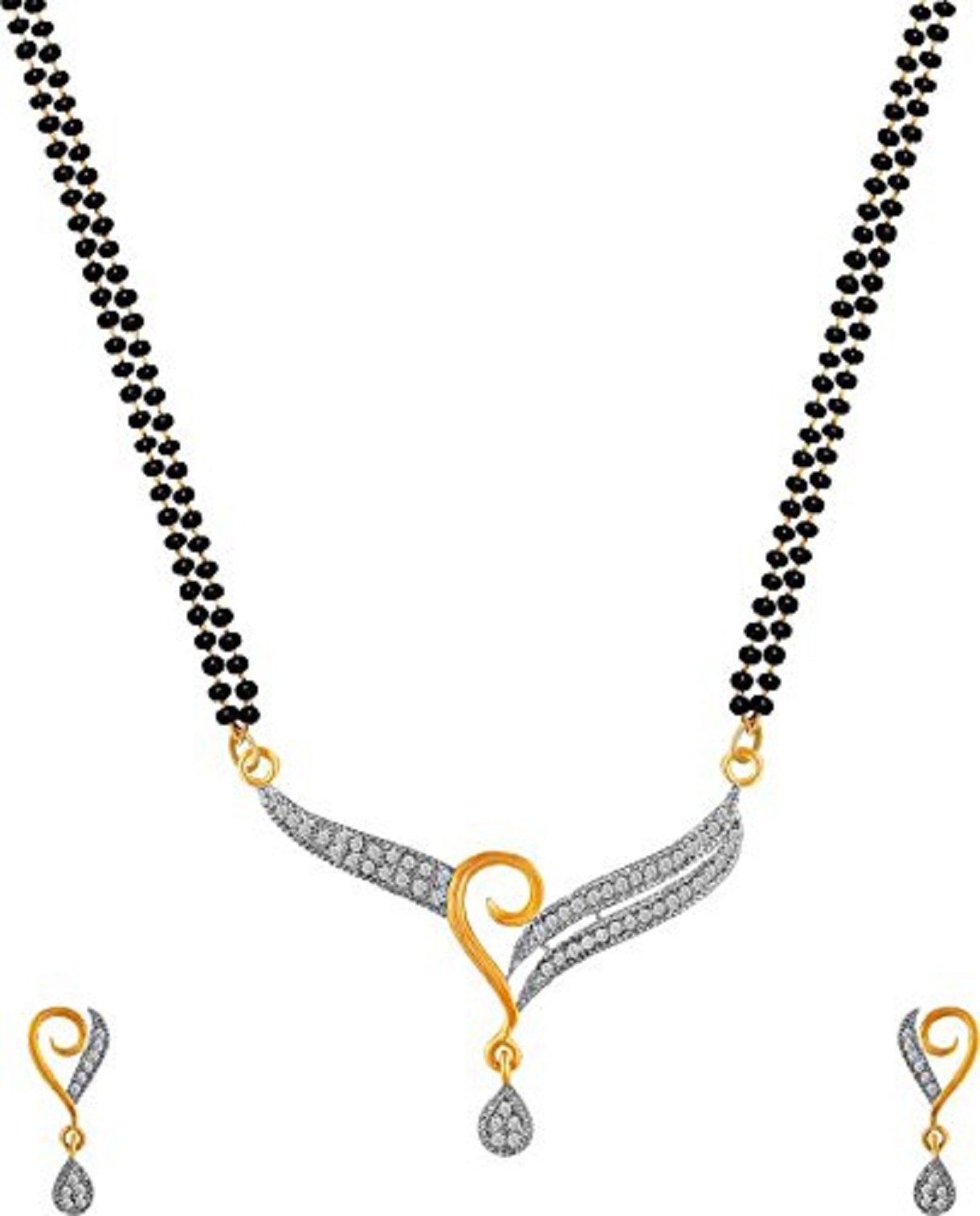 JSD Gold Plated American diamond Mangalsutra With earings Beautiful Stylish Jewelery (B07KWRC3CH) Amazon Price History, Amazon Price Tracker
