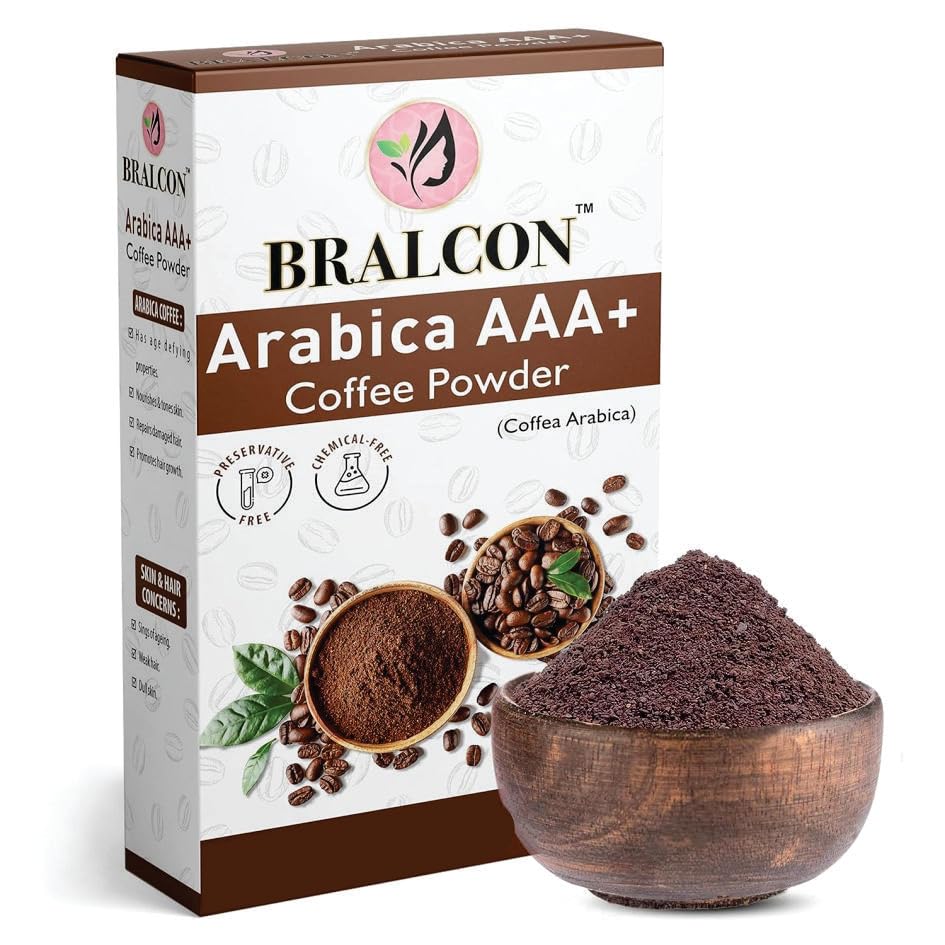 BRALCON Organic Arabica AAA+ Coffee Powder-100g|Coffee Powder Body Scrub Tan Removal|100% Natural Coffee Powder for Skin & Hair|Minimizes Fine Lines, Wrinkles,Strengthens Hair Follicles|Skin whitening