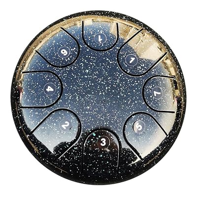 Black Steel Tongue Drum, Handpan Style Percussion Instrument with Pure and Relaxing Sound