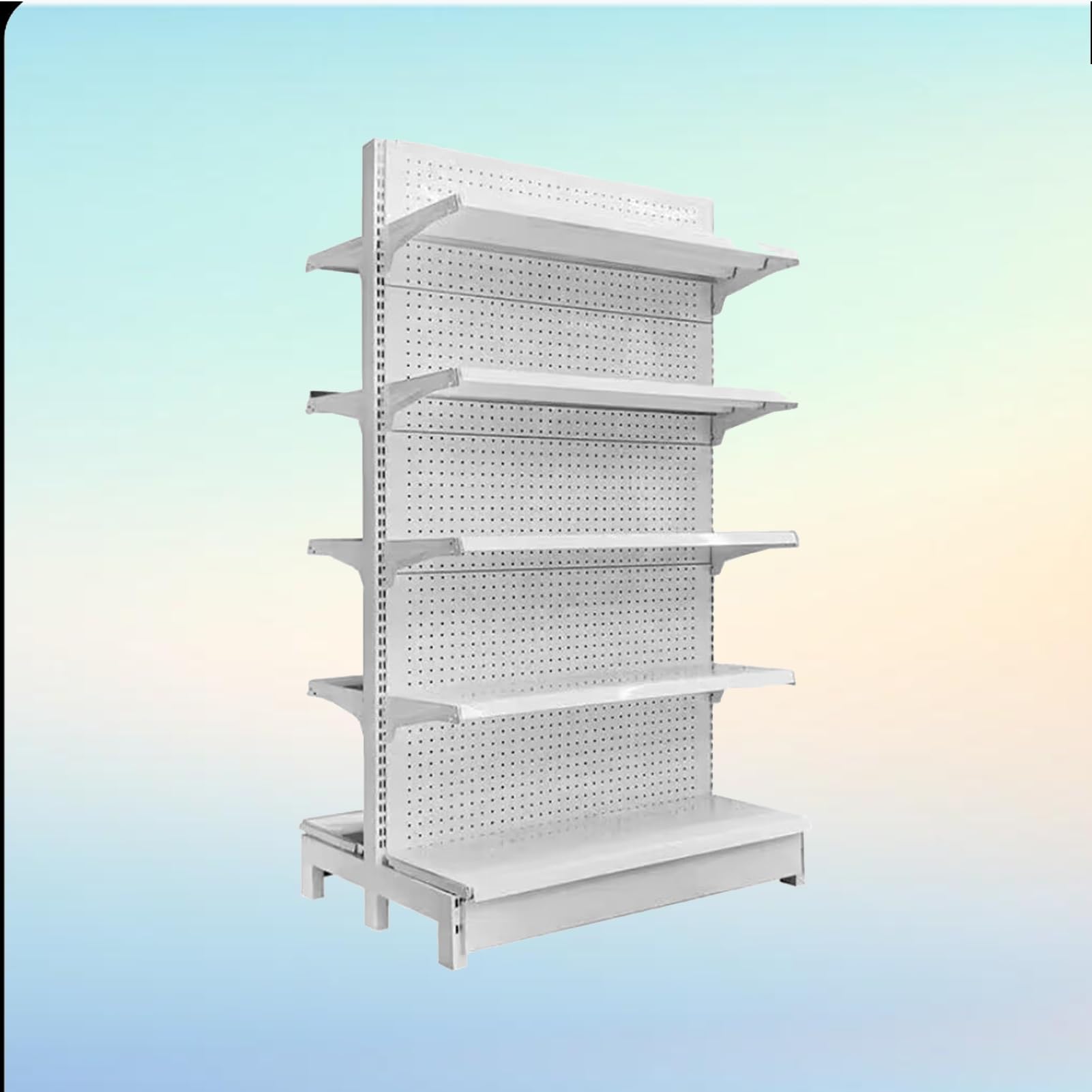 Generico Scaffale espositivo a Gondola per Negozi - Scaffali per supermercati e minimarket, Versatile unità a Parete per generi Alimentari, liquori, Articoli per Ufficio (Bianco, 90x80x135 cm)