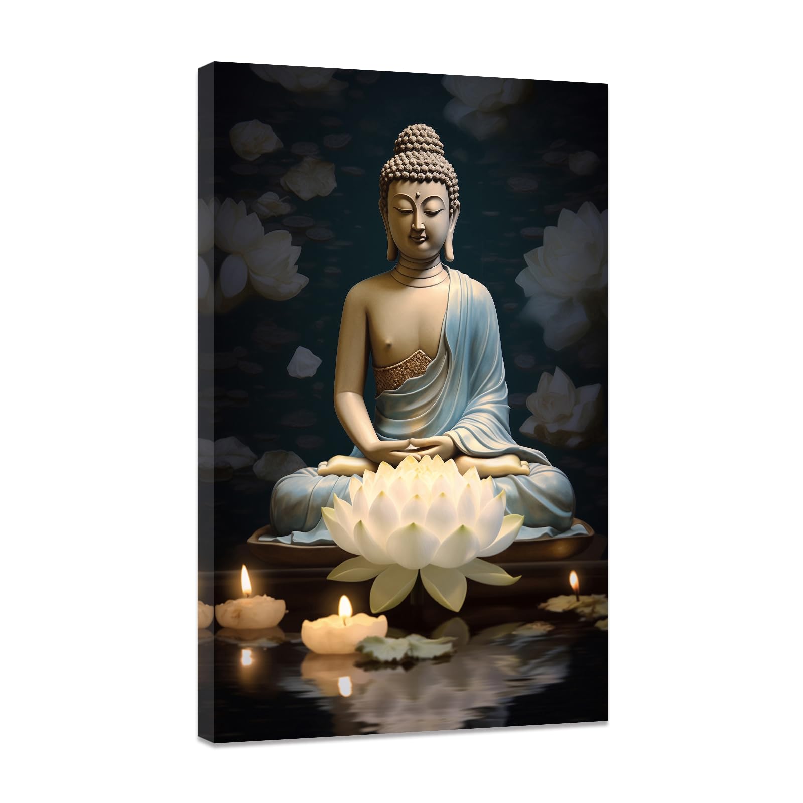 Statua Di Buddha Su Tela – Quadro Spirituale Zen Con Lotus E Citazioni Motivazionali – Decorazione Murale Incorniciata Per Casa, Bagno, Ufficio – Regalo Pensieroso - 3