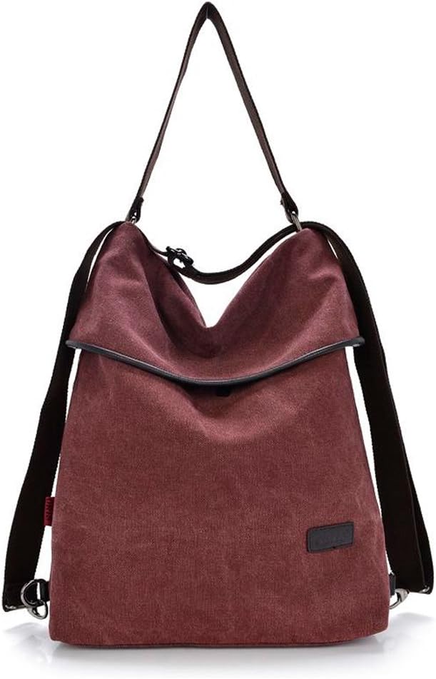 KSK KAISHEK Vintage Canvas Women Shoulder Bag Retro Backpack Daypack Multifunctional Bag for Work, School and Casual Daily