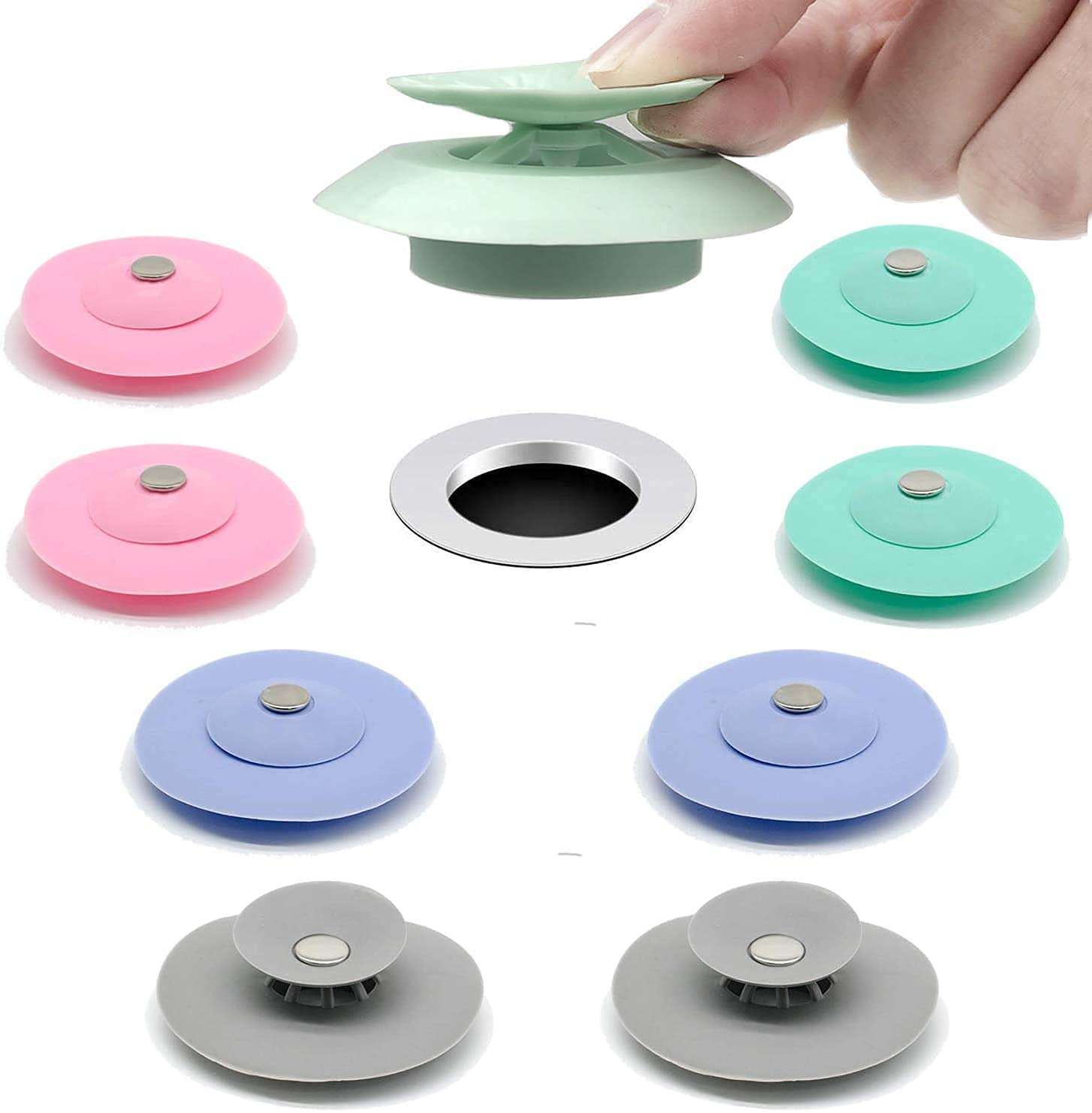 Jaini Enterprise Drain Sink Stopper, Silicone Bathtub Sink Stopper Set, Hair Trap Hair Catcher Bathtub Drain Strainers Protectors Cover for Floor Laundry Kitchen and Bathroom(Pack of 2) (B0D8FCJPRS) Amazon Price History, Amazon Price Tracker