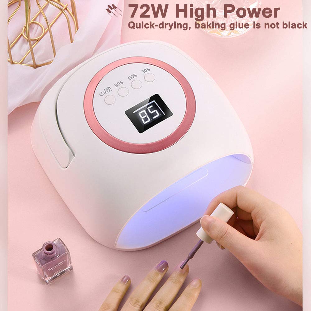 lamparas para uñas. Lámpara de uñas de gel inalámbrica LED de 72 W, secador de uñas LED recargable con batería de alta capacidad de 10000 mAh, luces de uñas de gel profesionales, herramientas de manic
