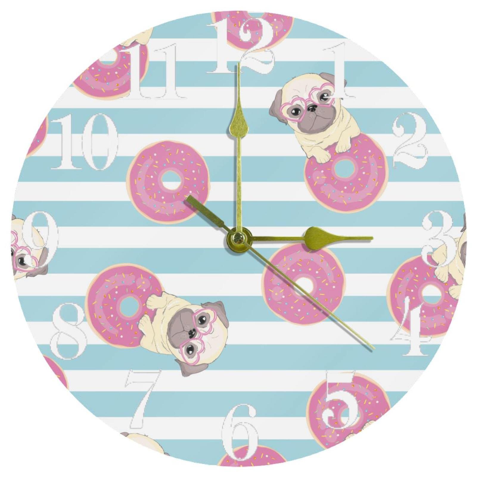 Horloge murale haut de gamme silencieuse motif chien et lignes épurées