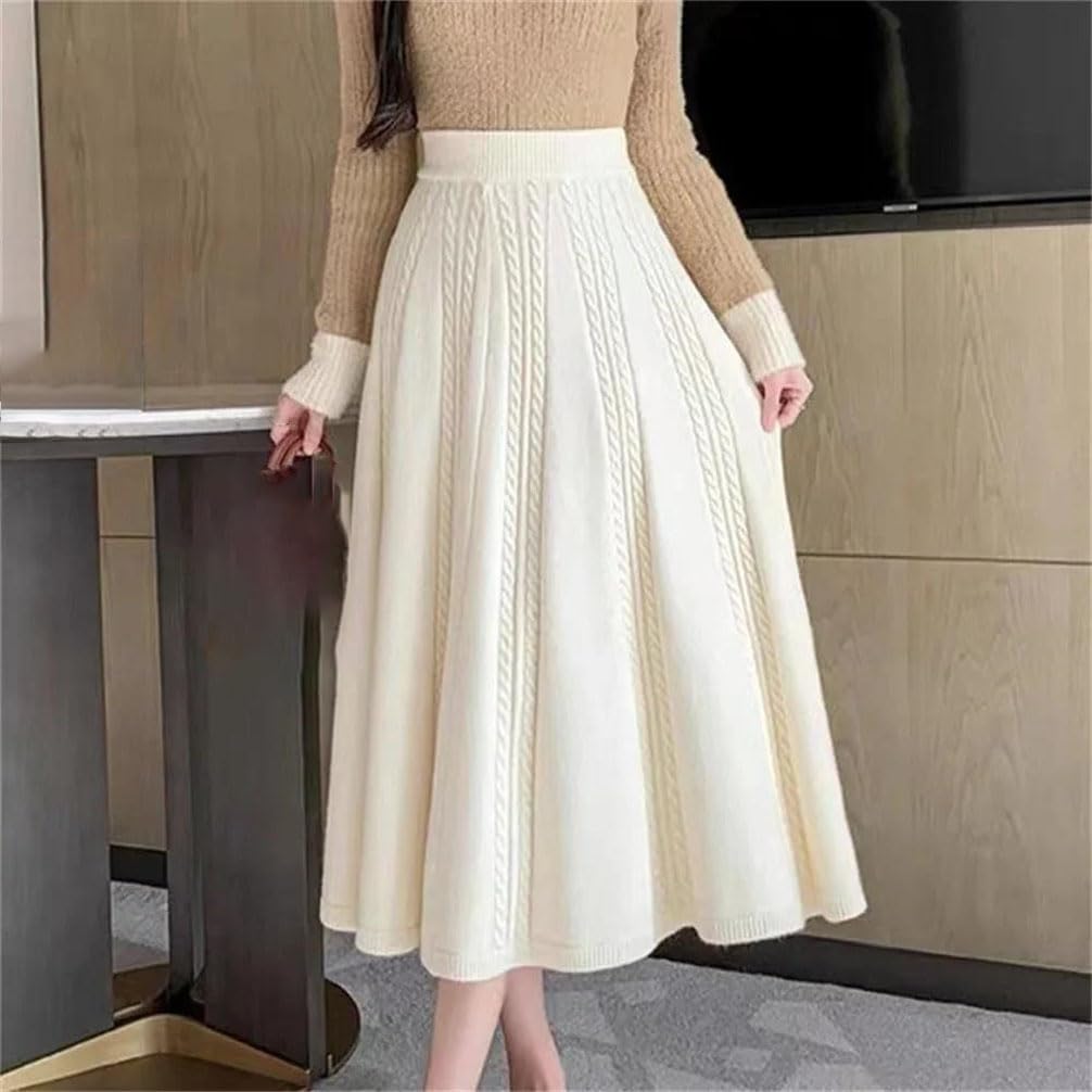 Faldas de punto de cintura alta elástica para mujer, holgadas, midi, largas, acampanadas