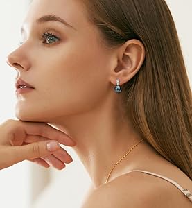 Amazon.com: DENGGUANG 9-10mm Tahitian Black Pearl Stud Amazon.com: DENGGUANG 9-10mm Tahitian Black Pearl Stud