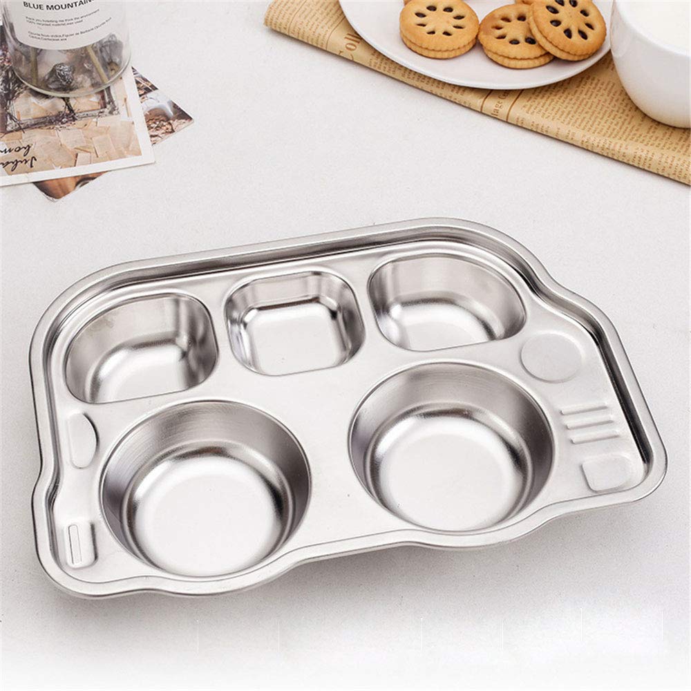 AOVITY Din Din Smart Stainless Divided Platter, Stainless Steel Divided Plate for Babies, Toddlers and Kids, BPA Free Plate