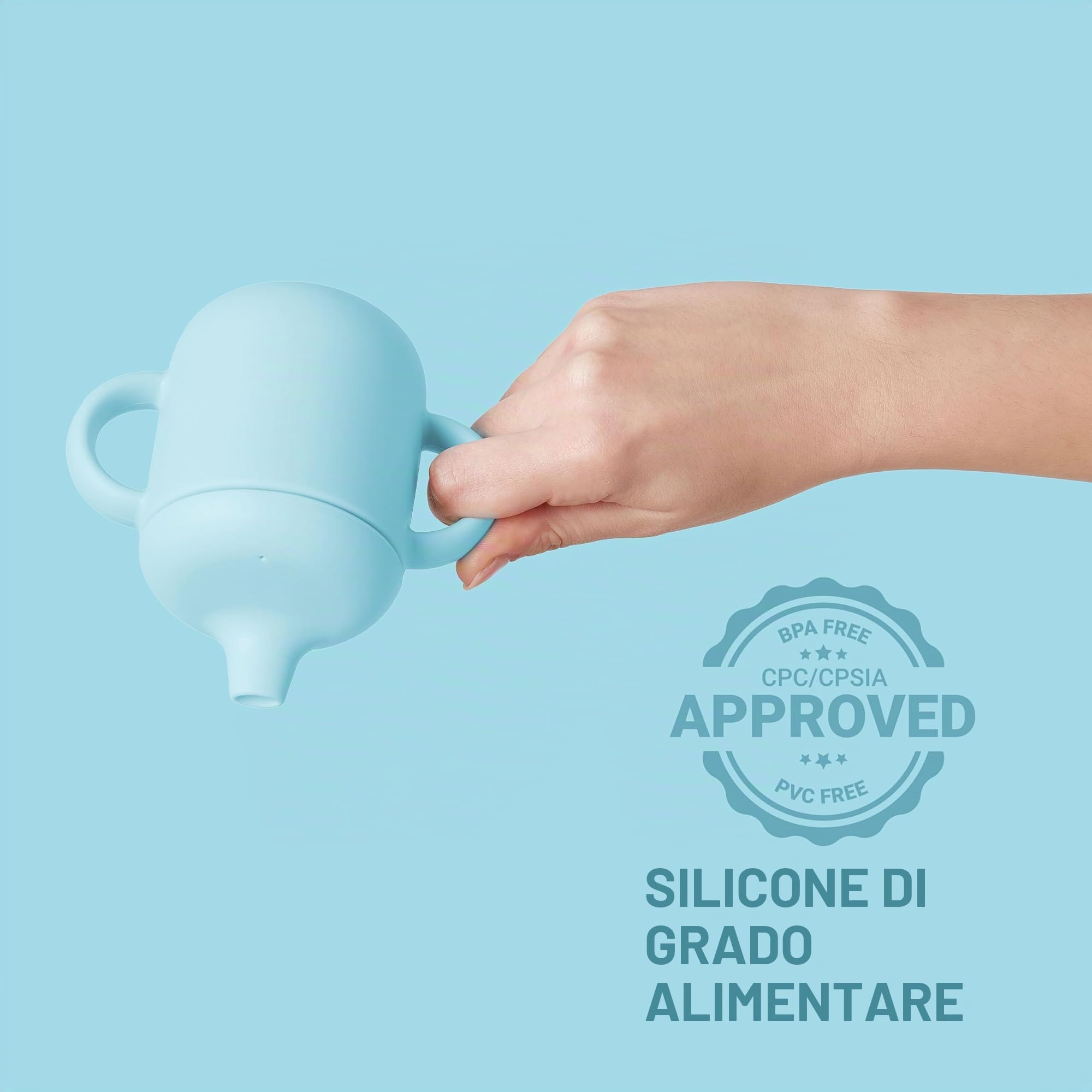 Navik | bicchiere bambino di silicone | neonato 6 mesi | cannuccia e beccuccio | tazza bambini con due manici | Blu e verde