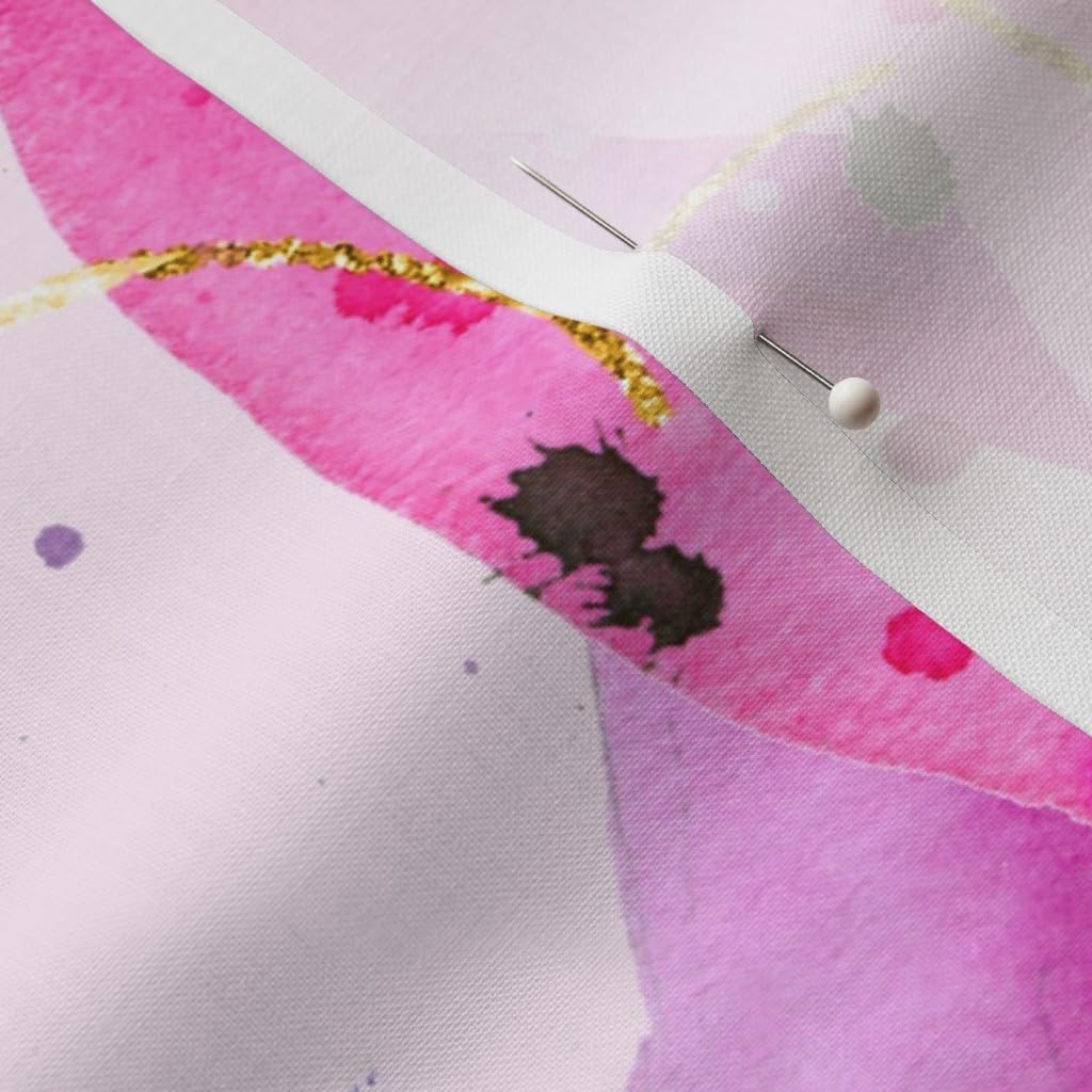 Spoonflower Fabric - Valentine Flamingos Watercolor Nursery Girl Room Pink Hearts Large Printed on Petal Signature Cotton Fabric by The Yard - Sewing Quilting Apparel Crafts Decor