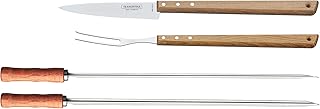4-Piece Barbecue Set, Skewers and Carving Set, 2 Barbecue Skewers, Carving Knife, Stainless Steel, BBQ, Grill Helper, Ergonomic Wooden Handle, FSC Certified