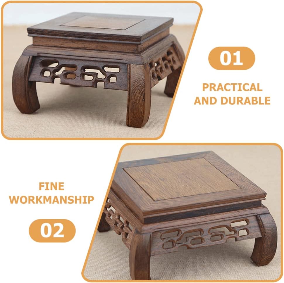 Strawberry Vase Square Vase Wooden Stool Display Stand Square Plant Stand Wood Flower Pot Support for Indoor Outdoor Patio Decorative - Coffee Strawberry Pooja Table