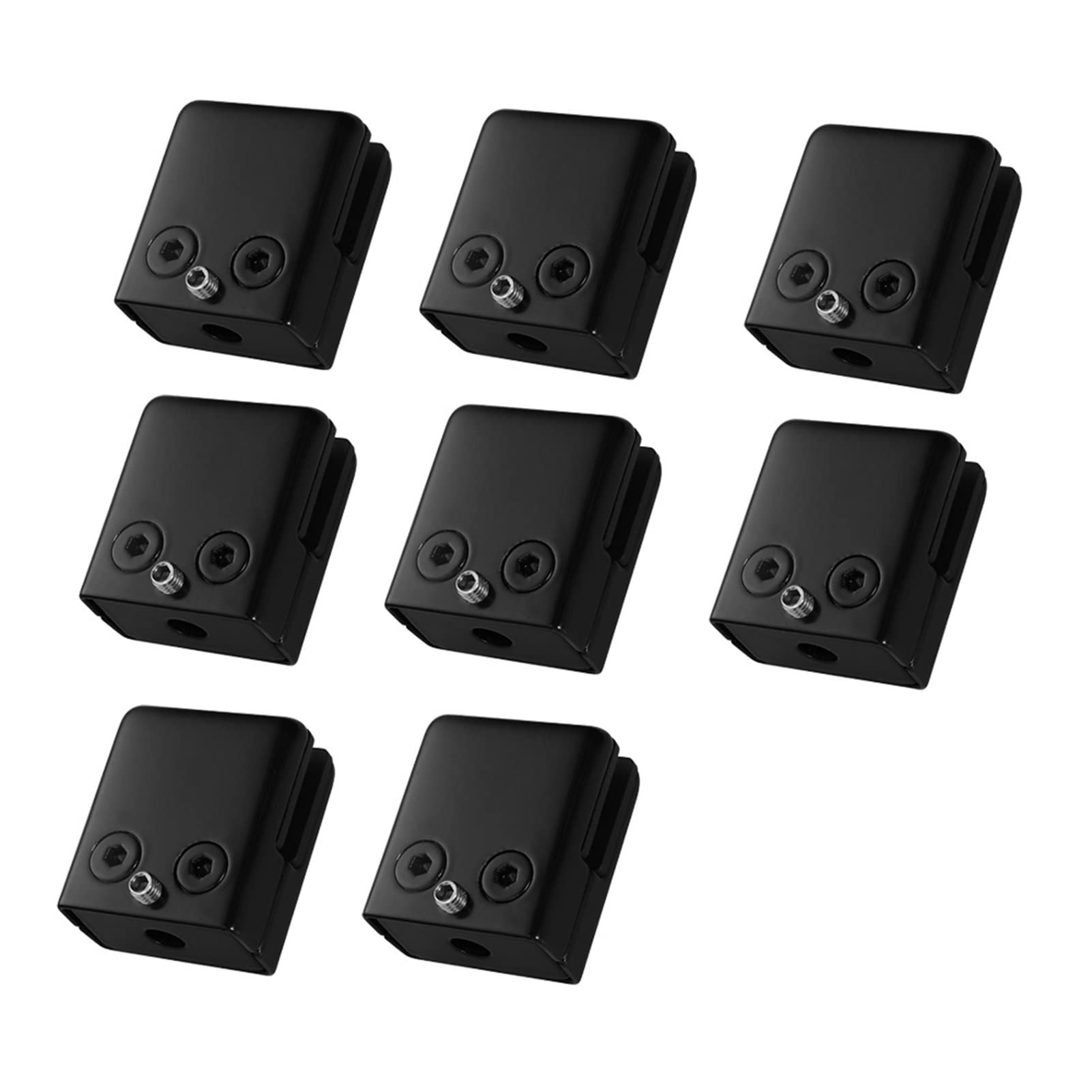 8Pcs Square Glass Clamps Stainless Steel 304 Clip Flat Back Bracket Shelf, for Bookshelves, Display Shelves, Balustrade Holder Clamp 8-10MM(Black)