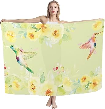 COEQINE Women Beach Bathing Suit Cover Ups with Chicken Pattern Sarong Cover Ups Pareo Swimsuit Bikini Shawl Wraps Skirt