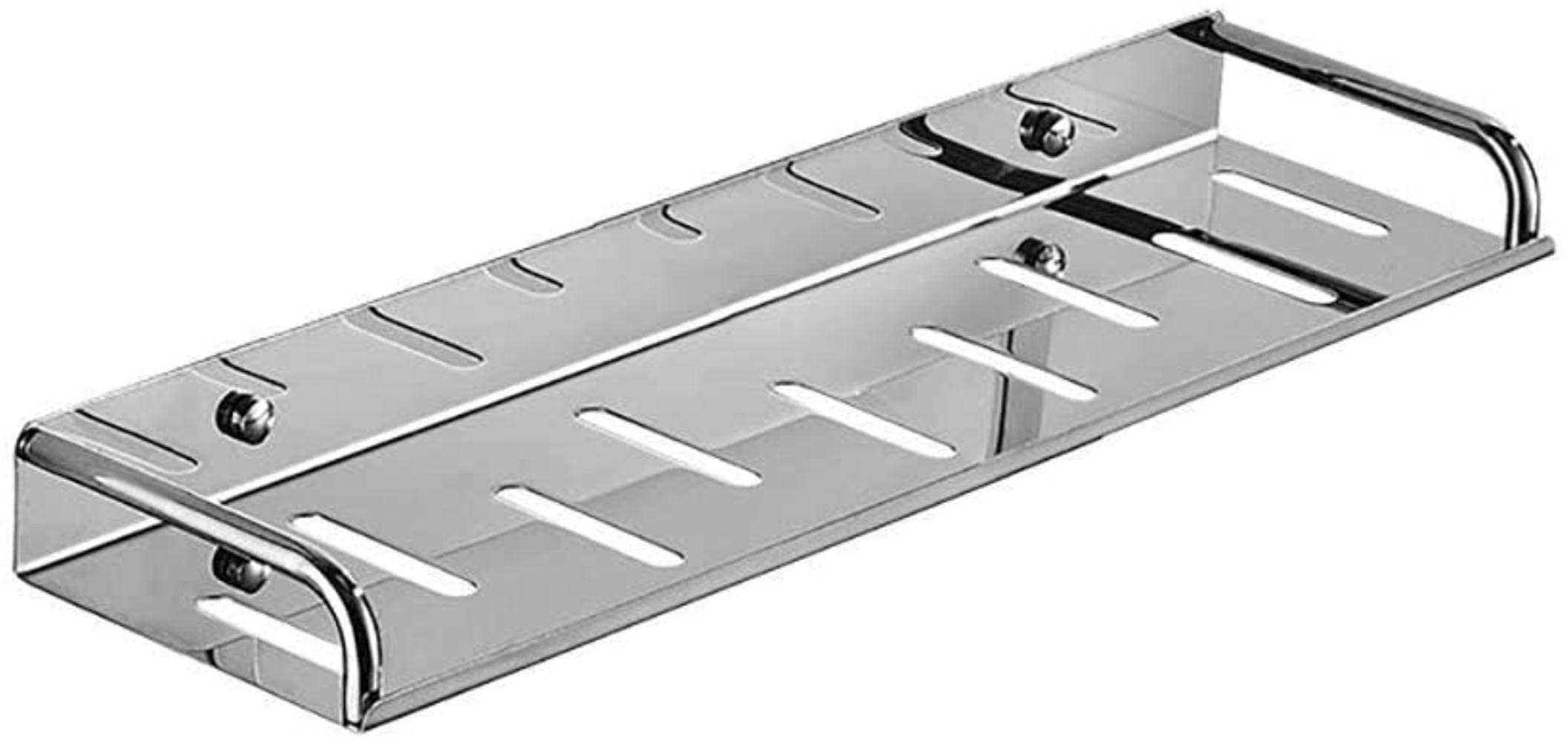 Estante de baño de acero inoxidable 304 plateado para almacenamiento de pared