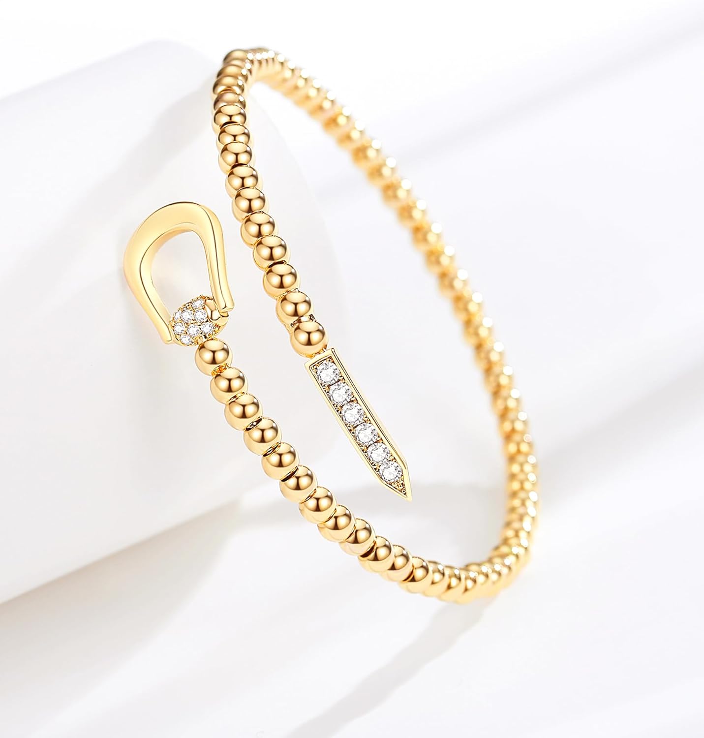 14K Gold Plated Cuff Bracelet for Women Bracelet, Gold Bangle Bracelet, Adjustable Gift (Gold Belt Style)