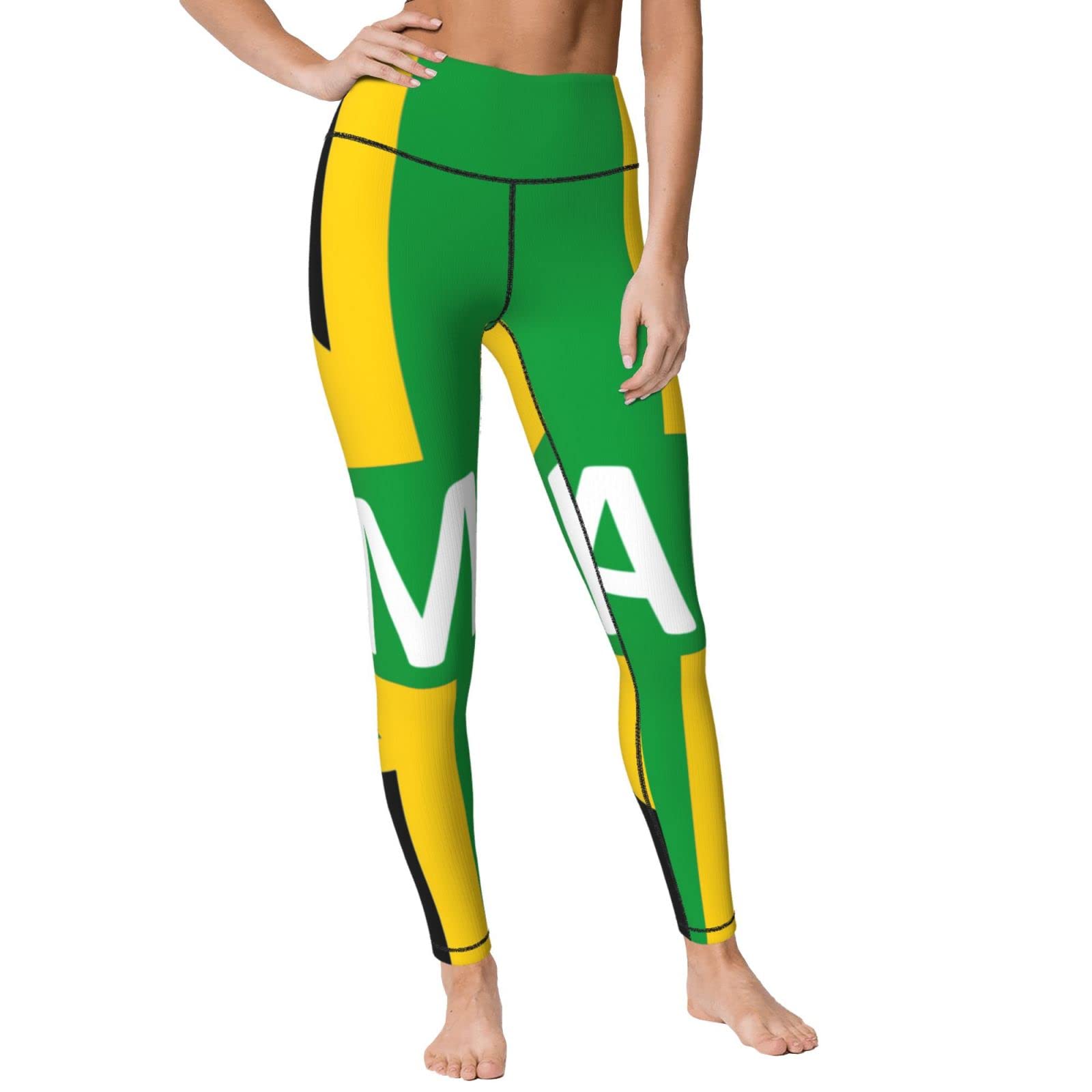 Jamaican Kingdom Flag Women's Yoga Pants Capri Leggings High Waist Tights Skinny Pants Black