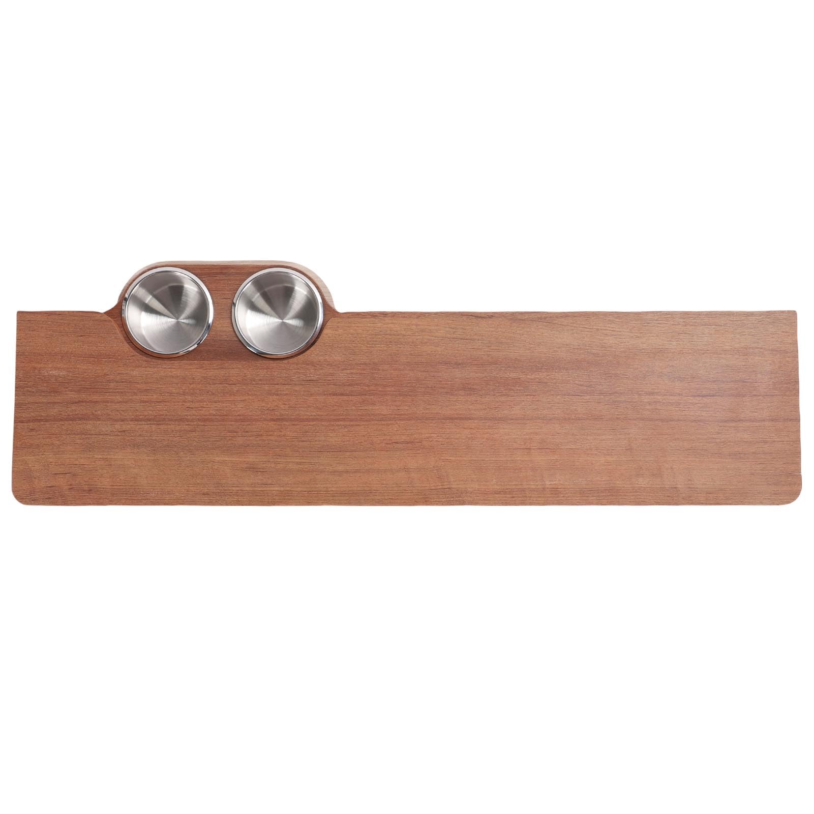 Piano Tavolo per Barca RV, Piano di Lavoro Pieghevole in Legno Massello da 31,49x15,74 Pollici con 2 Portabicchieri in Acciaio Inossidabile, per Yacht (Marrone (595x580 mm/23,43x22,83