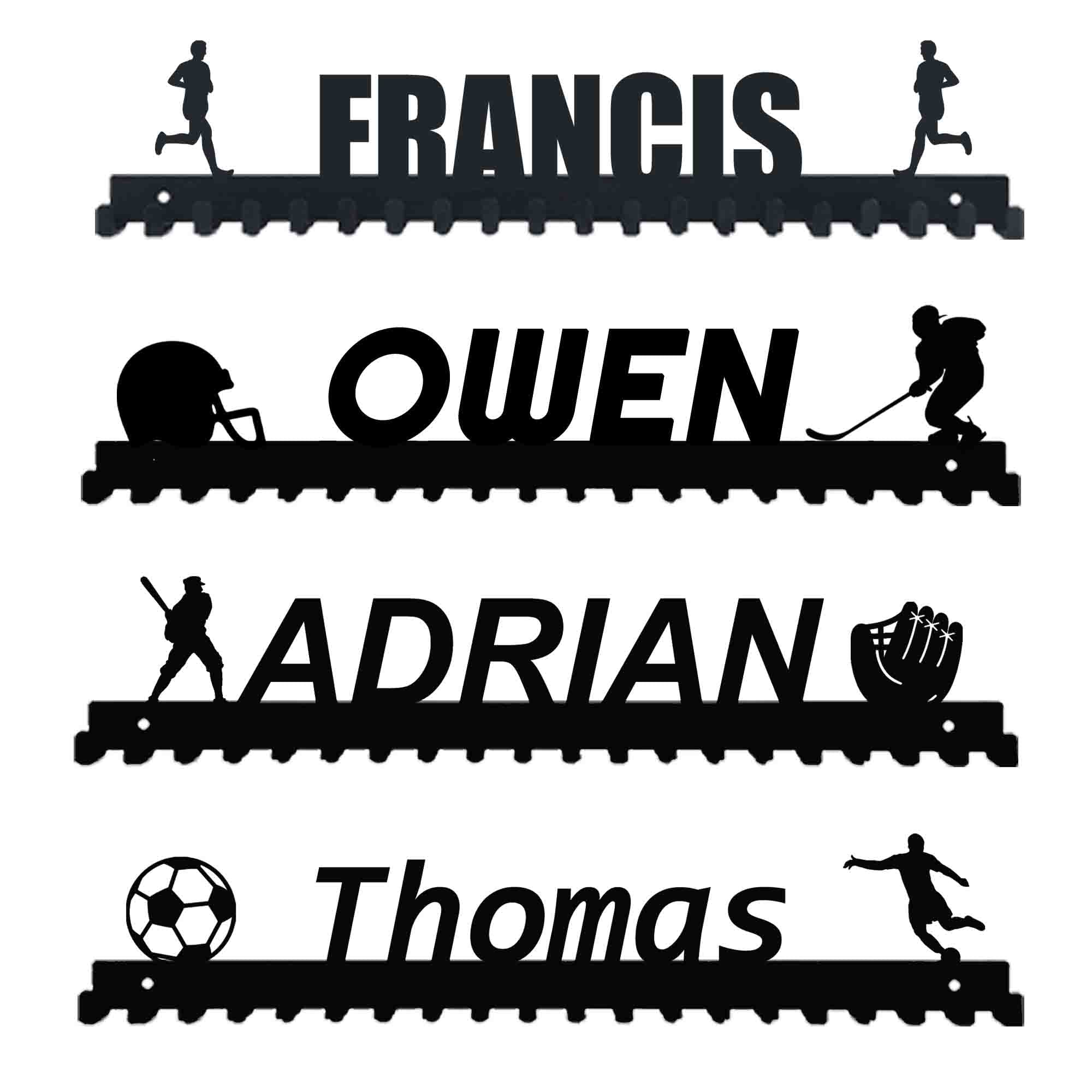 Goutoports Medal Hanger Display - Personalized Medal Hanger Display - Medal Holder Rack Custom Text Images Color - Athletes Medal Display - Easy to Install