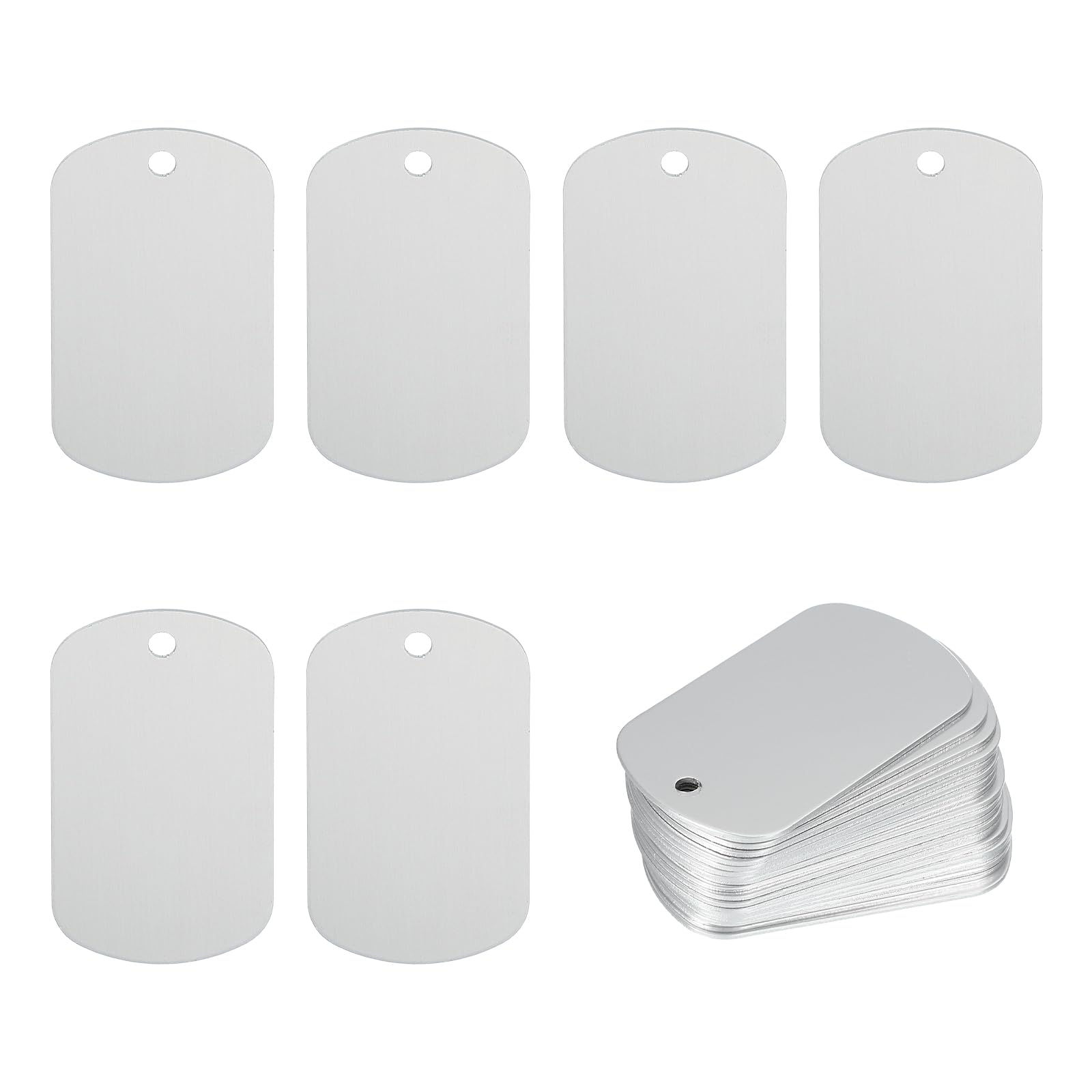 PATIKIL Metal Stamping Blanks Tags 2", 30 Pcs Anodized Aluminum Blank Dog Tags Rectangle Laser Engraving Blanks ID Name Tag with Hole for Pet Craft