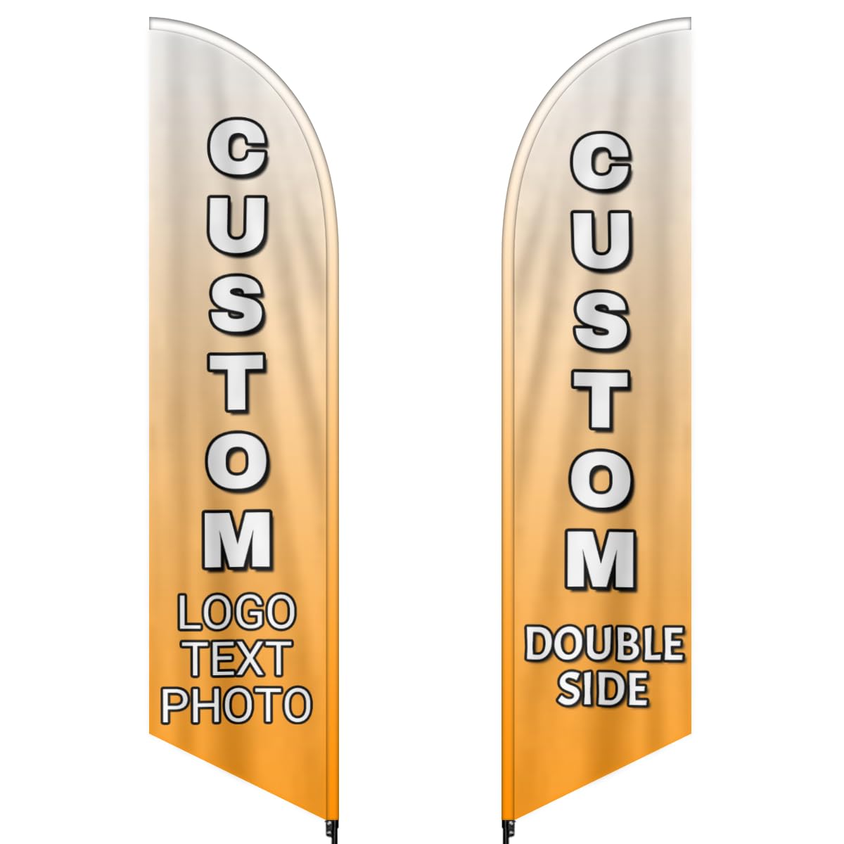 Generic Custom Feather Flags for Business - Business/Commercial Occasion - 2.0x8.2Ft (or 2' x 8.2') - Polyester - Custom Logo - Outdoor - Pole Mount -