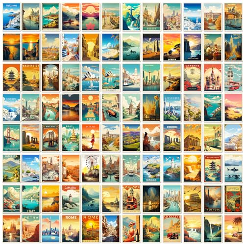 100 adesivos exclusivos de nascer e pôr do sol - adesivos estéticos de viagem para diários, carros, estojos de viagem e álbuns de fotos