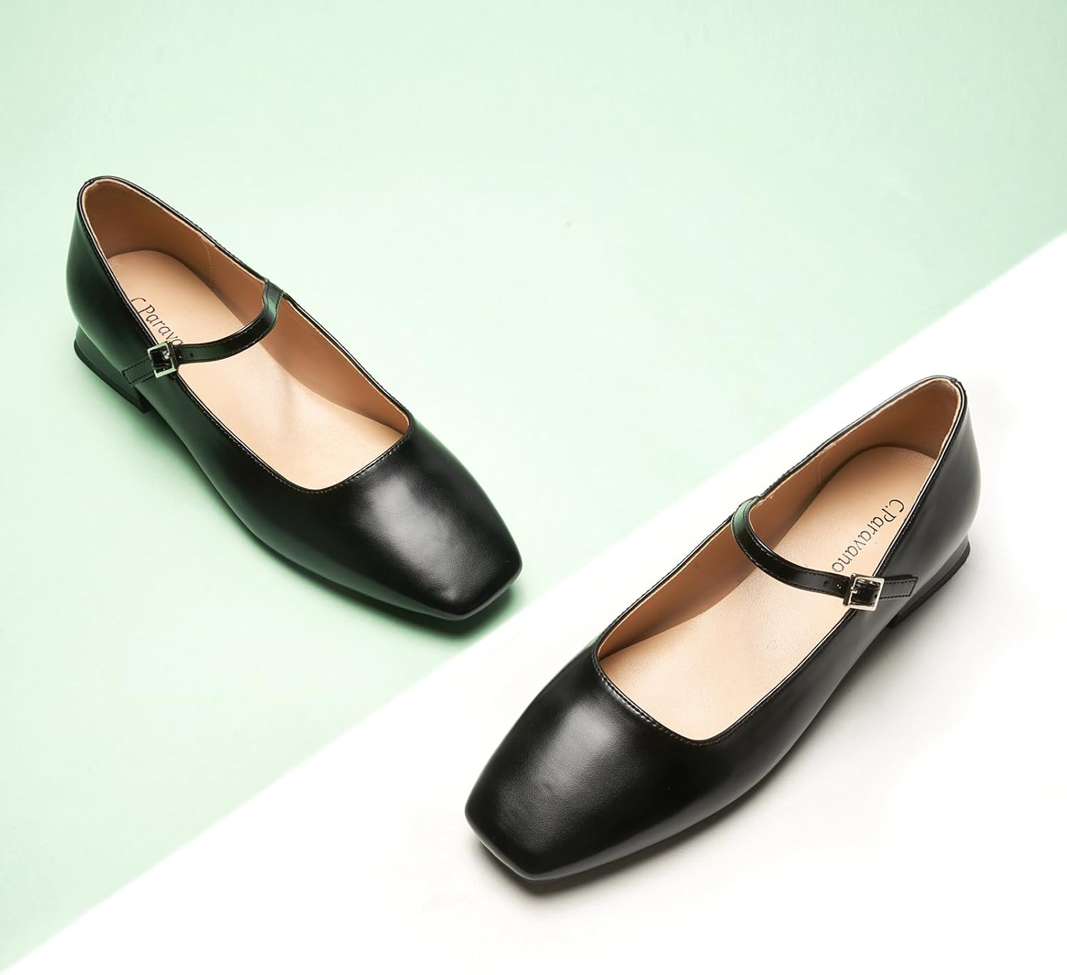 C.Paravano Women's Mary Jane Flats Adjustable Strap & Square Toe | Memory Foam Comfort | Perfect for Office, Weddings, Travel - Image 3