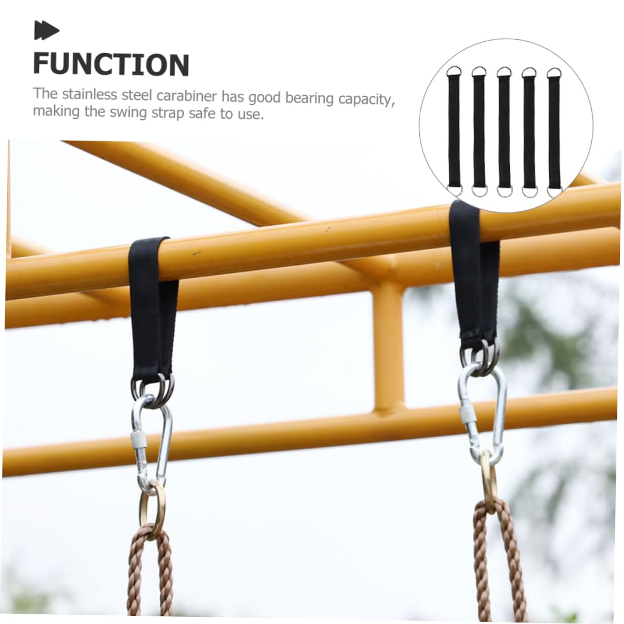 TOYANDONA 5 Ensembles Sangle De Boucle Swing Remplacement Bretelles De Plein Air Sangles De Hamac De Camping Chaise Hamac Suspendue en Polyester Black 5 Pièces * 5