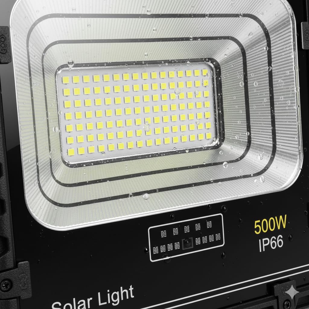 Faro LED Esterno con Pannello Solare 500W Faretto Solare Crepuscolare E Sensore Di Movimento IP66