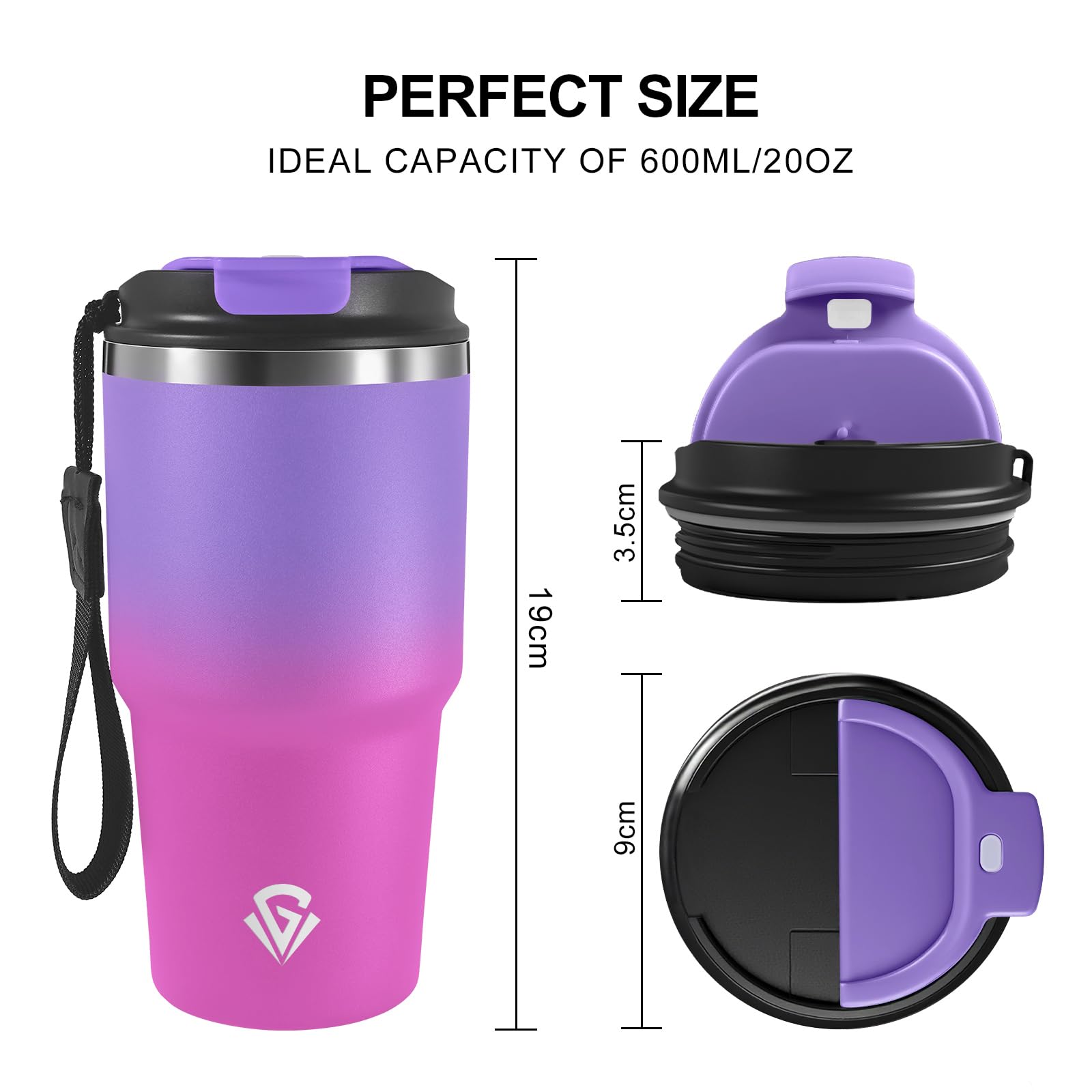 Mug Isotherme 600ml 20oz, Tasse à Café Double Paroi | WhichOne