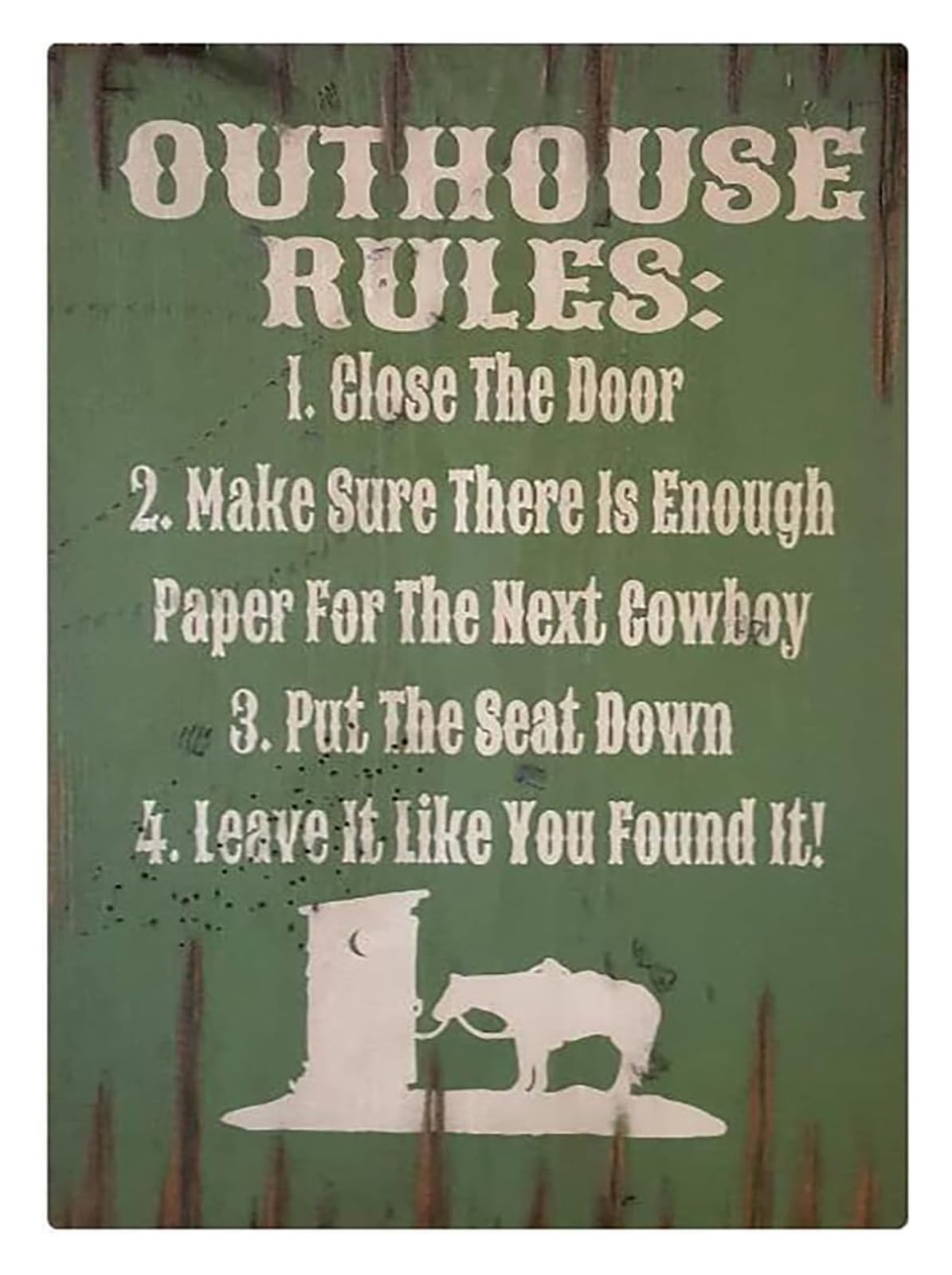 IDGTTLDF Vintage Metal Sign Outhouse Rules Funny Bathroom Wall-Art Humorous Outhouse Restroom Decor Tin Plaque for Cabin Man Cave 8 X 12 inch