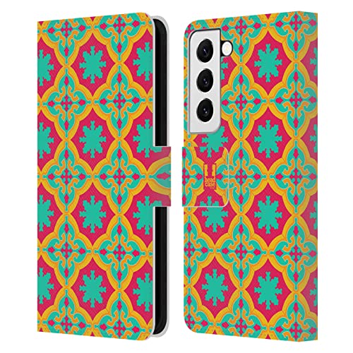 Étui Samsung Galaxy S22 5G Head Case Designs motifs marocains cyan en cuir
