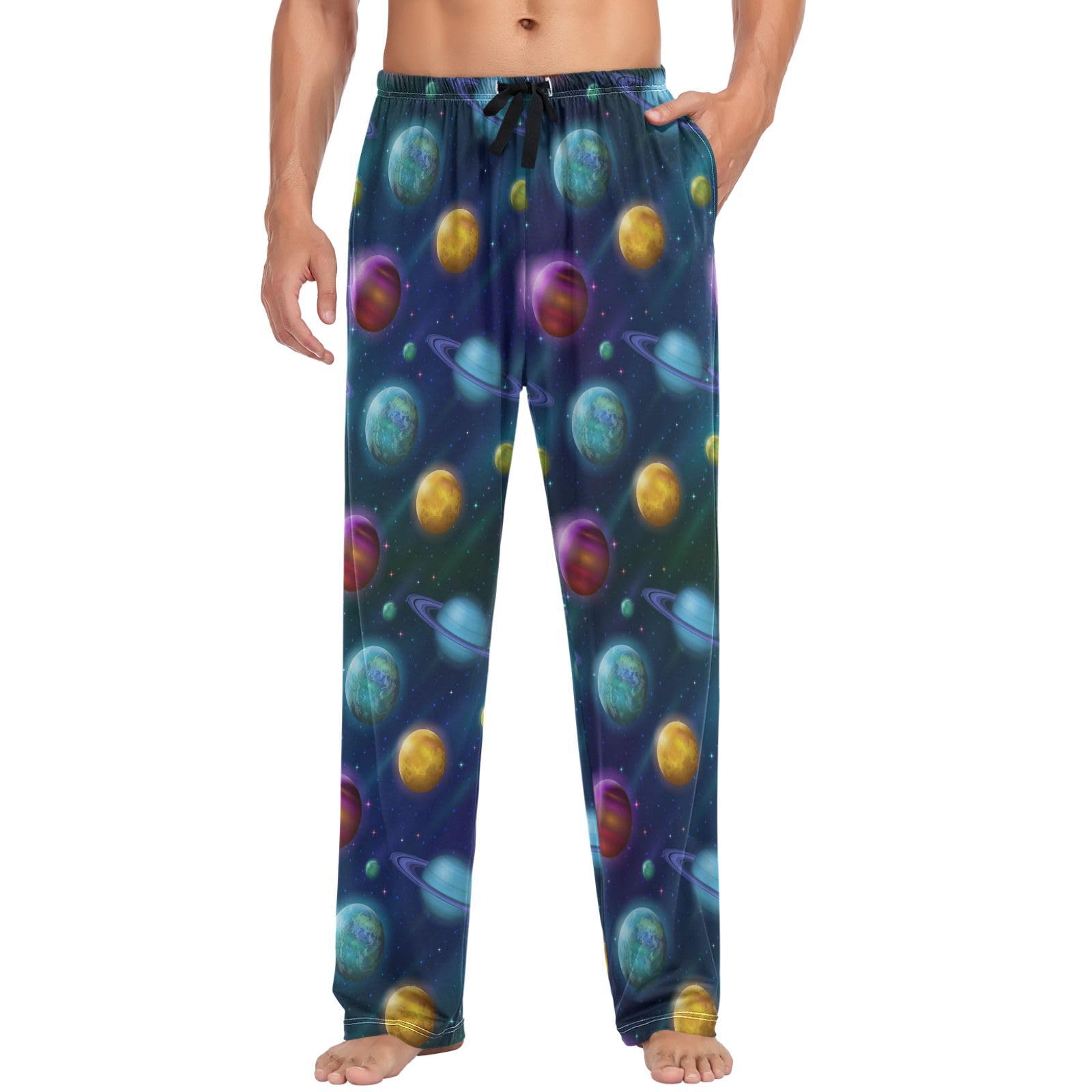 visesunny Stylish Men's Pajama Pants 100% Cotton Lounge Soft Warm Sleepwear Pants PJ Bottoms Drawstring and Pockets