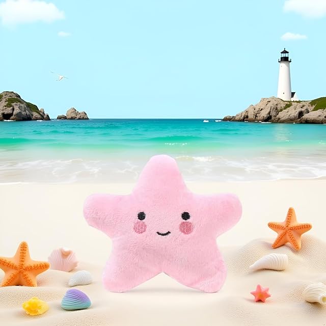 Foto 2 de 8 de Dwang 1 juguete chirriante de estrella de mar rosa para perros, suave peluche vocal para perros