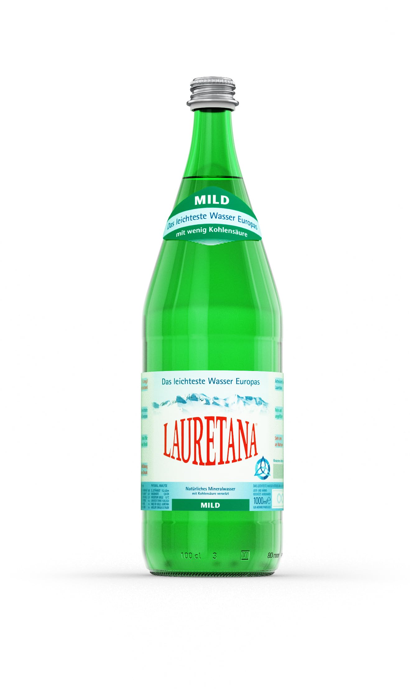 Lauretana Das leichteste Wasser Europas, Mild, wenig Kohlensäure, 6 x 1000ml