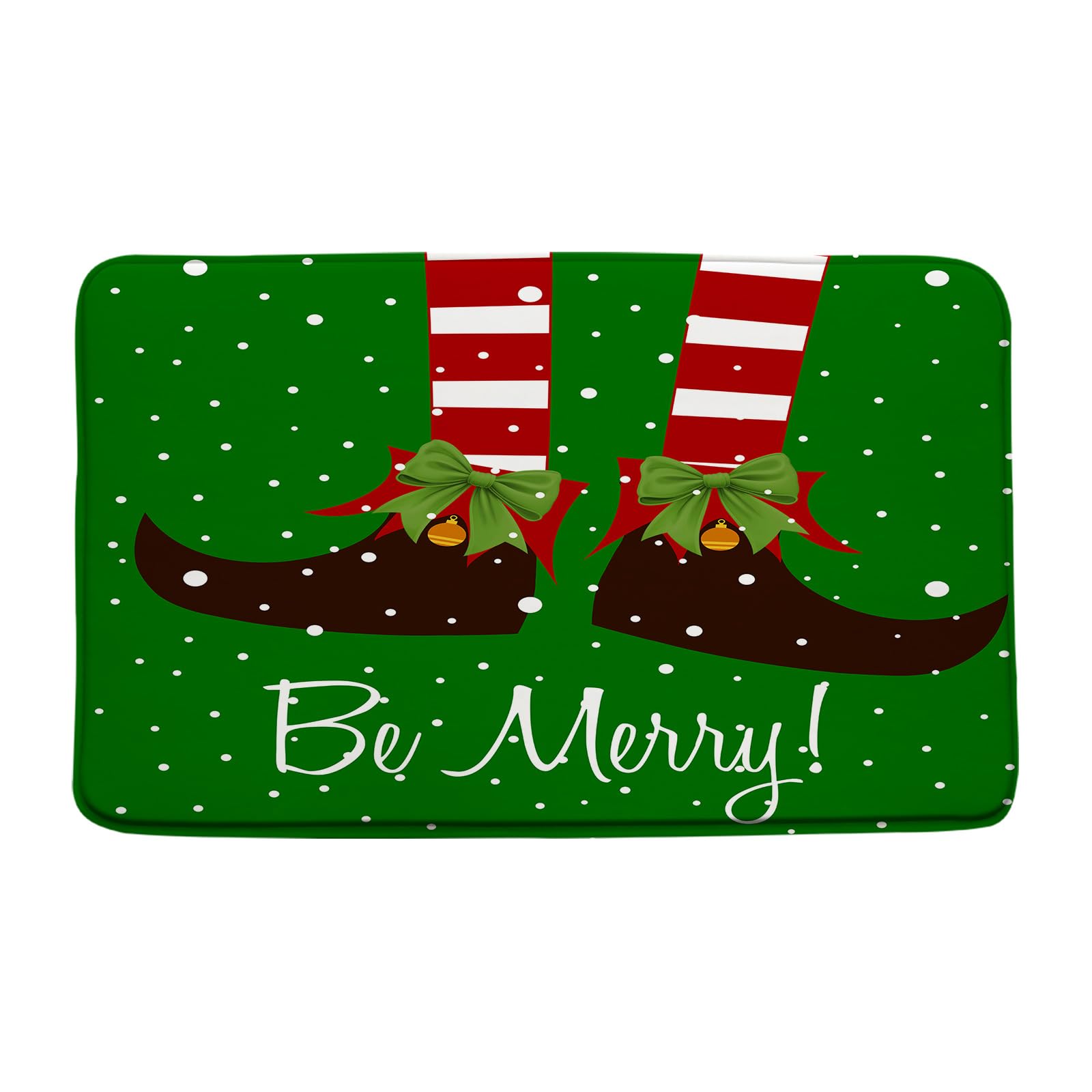 ZKJSMGS Merry Christmas Bath Mat Gnome Snowflake Xmas Folklore Elf Elves Winter Holiday Festival Cartoon Red Green Bath Rugs for Bathroom Kitchen,
