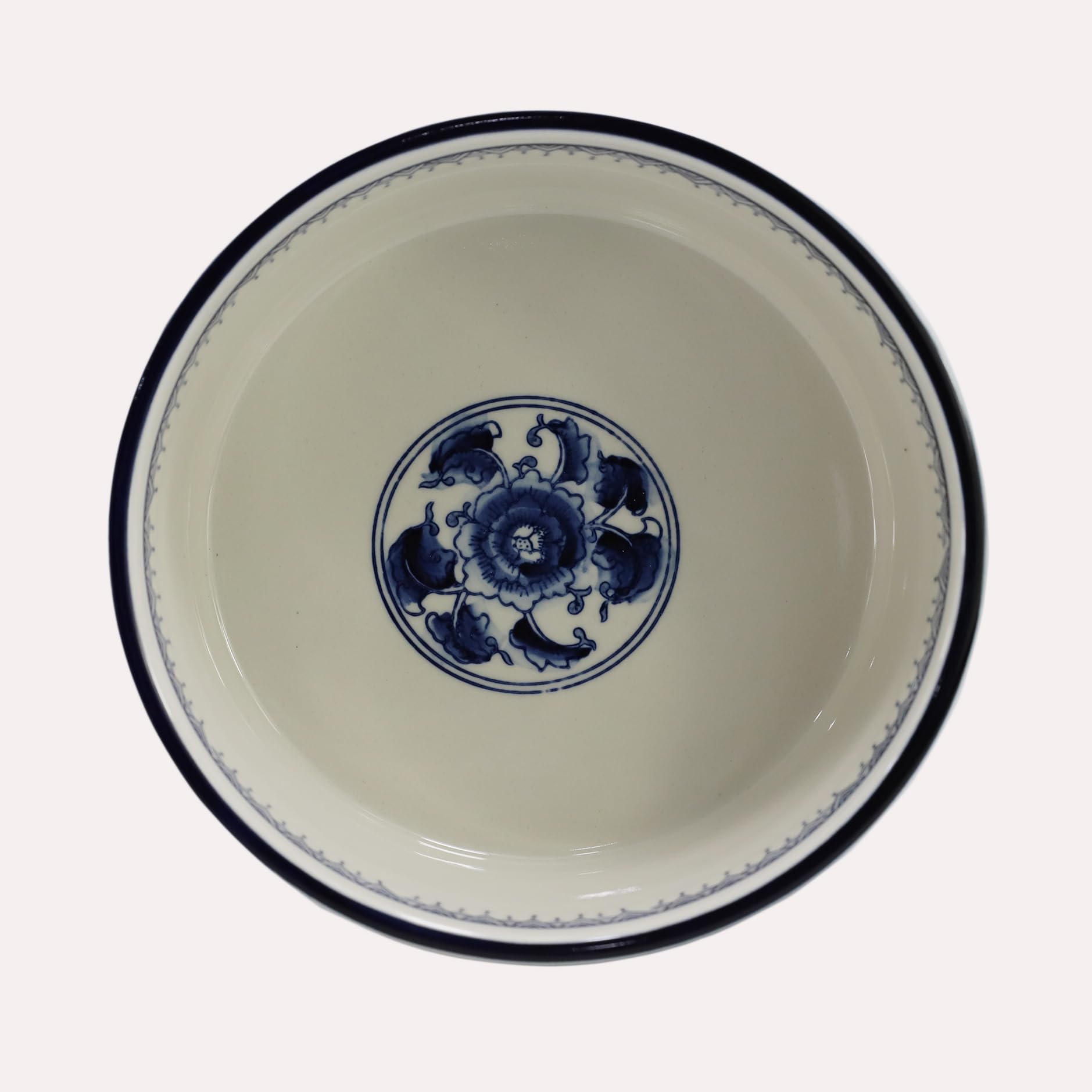 Futternapf für Hunde, handbemalt, Porzellan, groß, 1,3 l, rutschfest, schwere Keramik, für Nass- oder Trockenfutter und Wassernäpfe, schönes Geschenk, 19 cm, Blau / Weiß