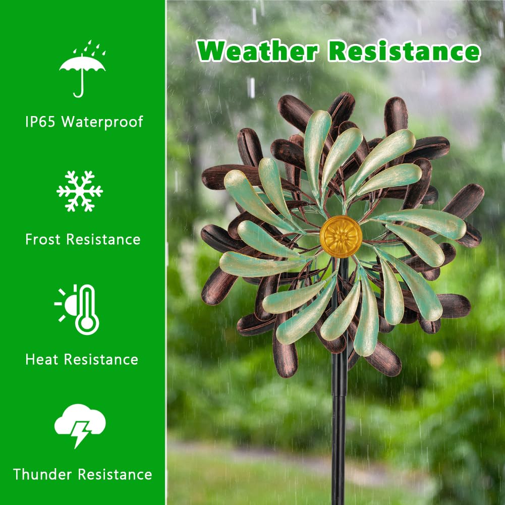33 cm Windspiel für den Außenbereich, Metall-Windspiel, 360° drehbares Windspiel, Retro-Windräder, kinetische Windspiele für Hof und Garten, Windskulpturen und Spinner, Hofkunst-Windmühlen