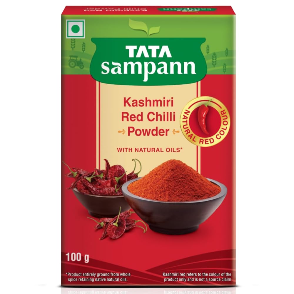 Kashmiri Red Chilli Powder with Natural Oils, 100g, Kashmiri Lal Mirch Powder, With Exclusive Recipe