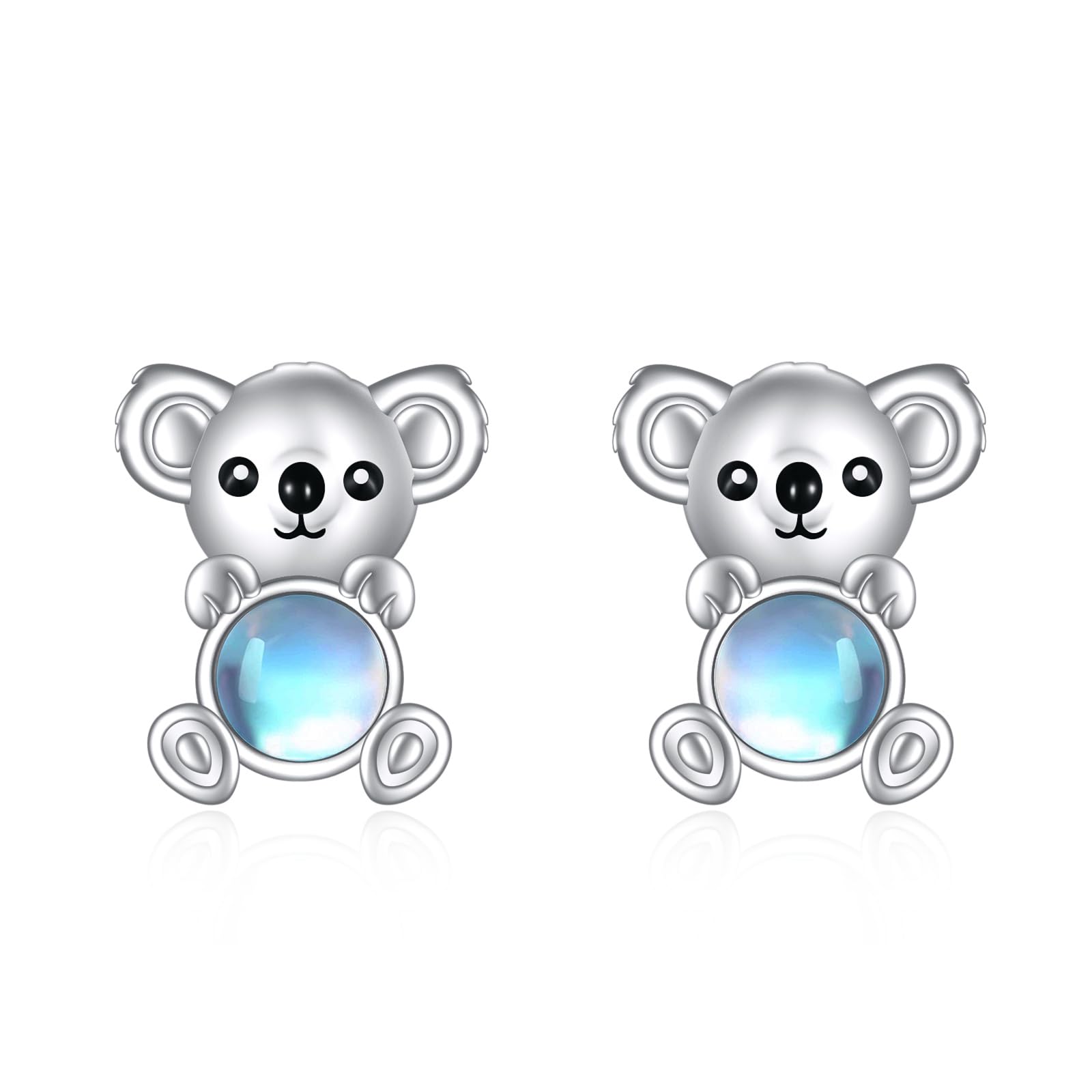 Mondstein Ohrringe für Damen Mädchen 925 Sterling Silber Koala/Katze/Eule/Kuh/Fledermaus/Schwein Ohrstecker Tier Geschenk Mondstein Schmuck