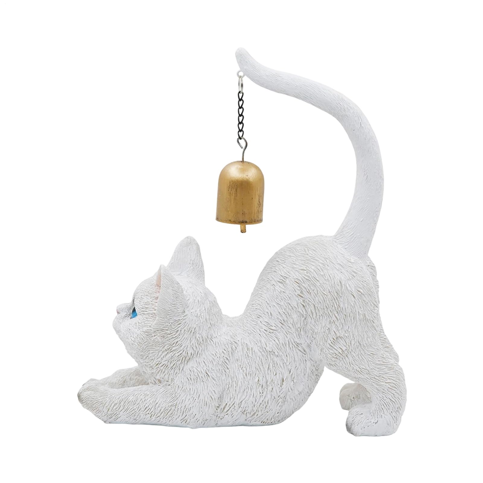 Figurine chat extensible résine clochette décoration extérior intérieur jardin salon bureau