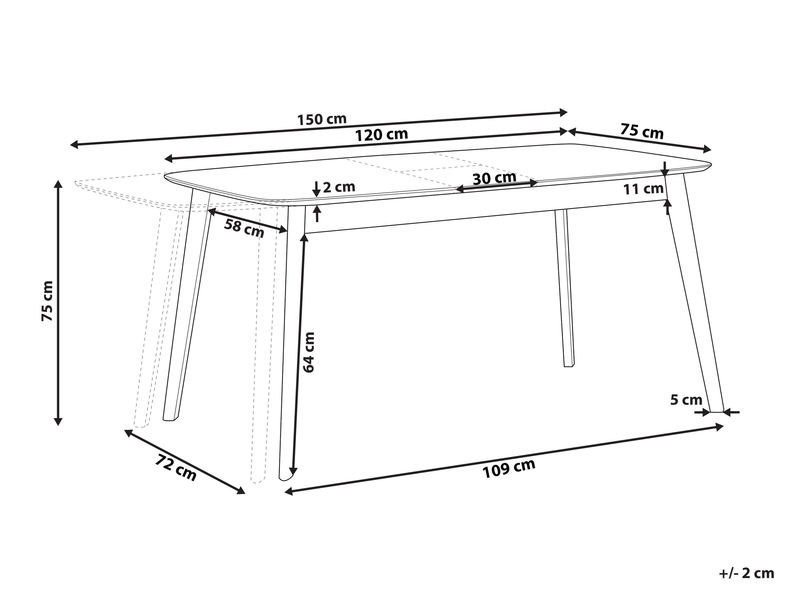 Esstisch dunkle Walnuss 120 x 75 cm ausziehbar 150 x 75 cm Skandi Madox