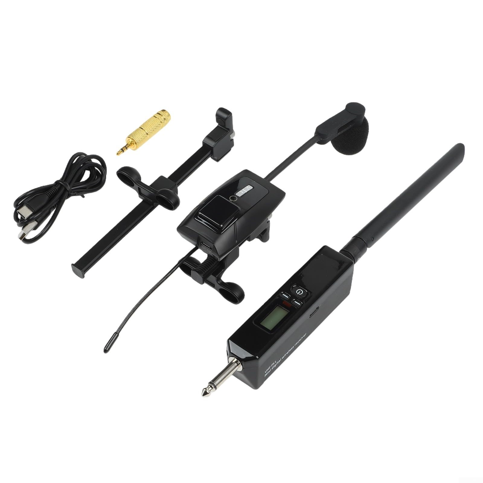 UHF - Sistema de micrófono inalámbrico para violín profesional, 30-20 kHz para respuesta de frecuencia para músicos, sala de conciertos, grabación, color negro