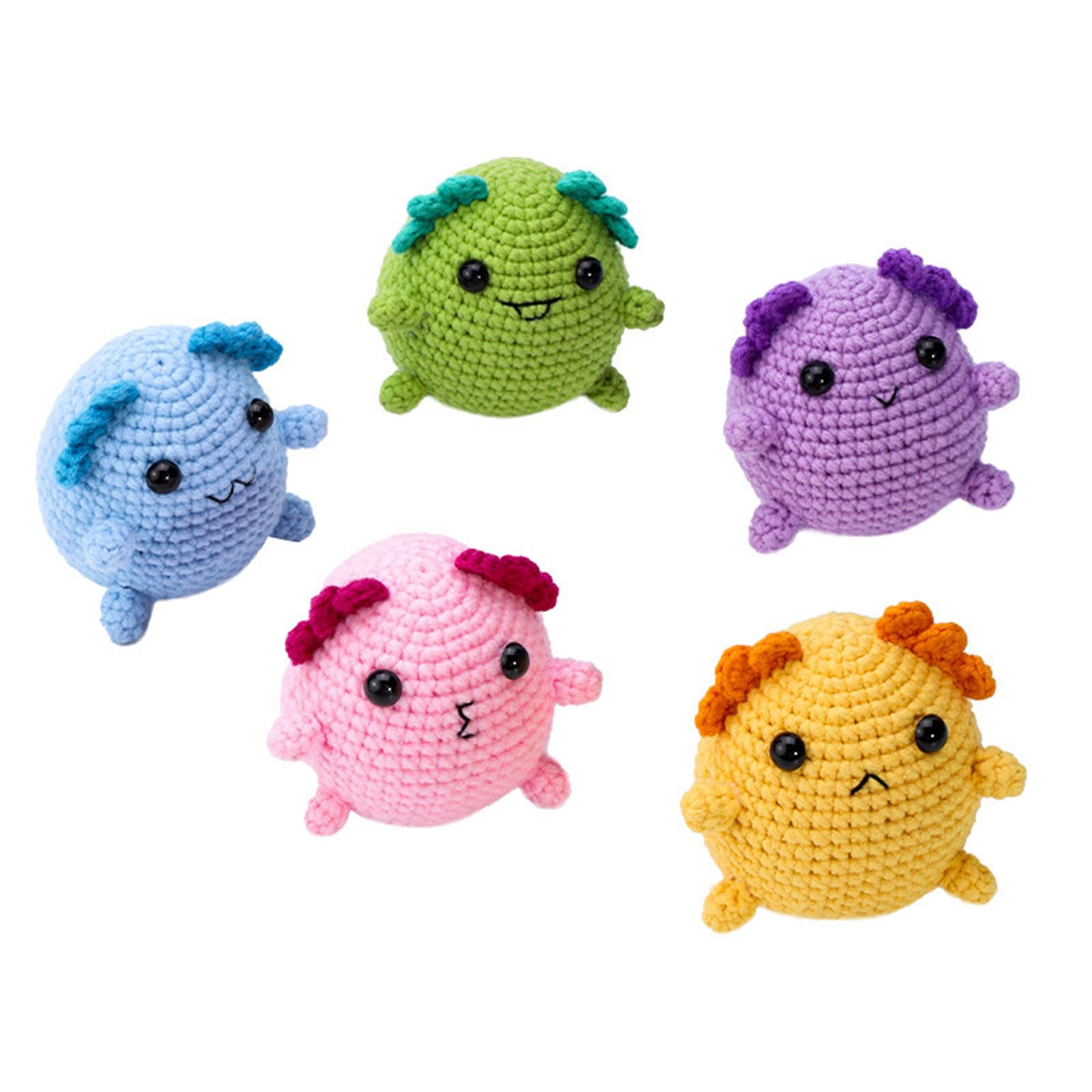 Hsioluted Crochet Salamander Kits for Beginner with Yarn, Crochet Hook, Needle, Knitting Marker, Eyes, and Instruction Crafting Supplies