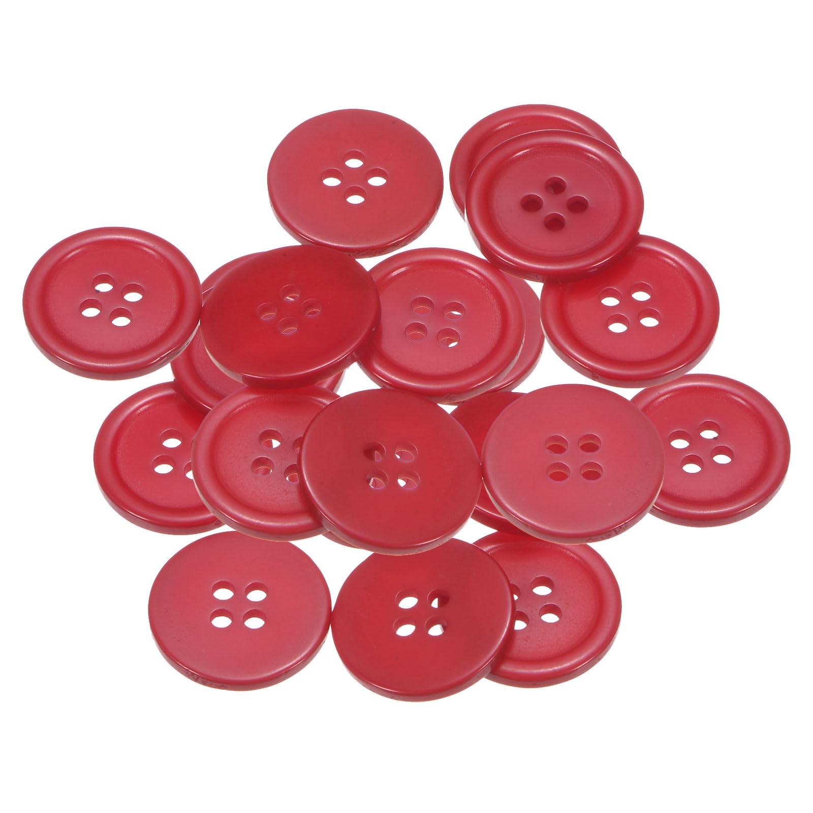 sourcing map 20pcs 32L Sewing Buttons 4/5"(20mm) Resin Round Flat 4-Hole Craft Replacement Buttons for Sewing Clothing and DIY, Red