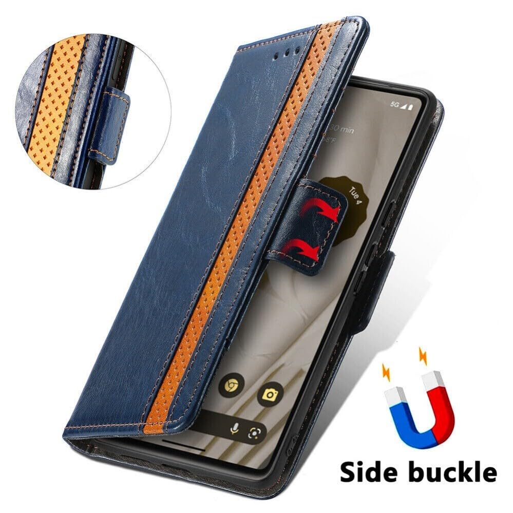Protection Google Pixel 8 cuir marron étui portefeuille magnétique - 4