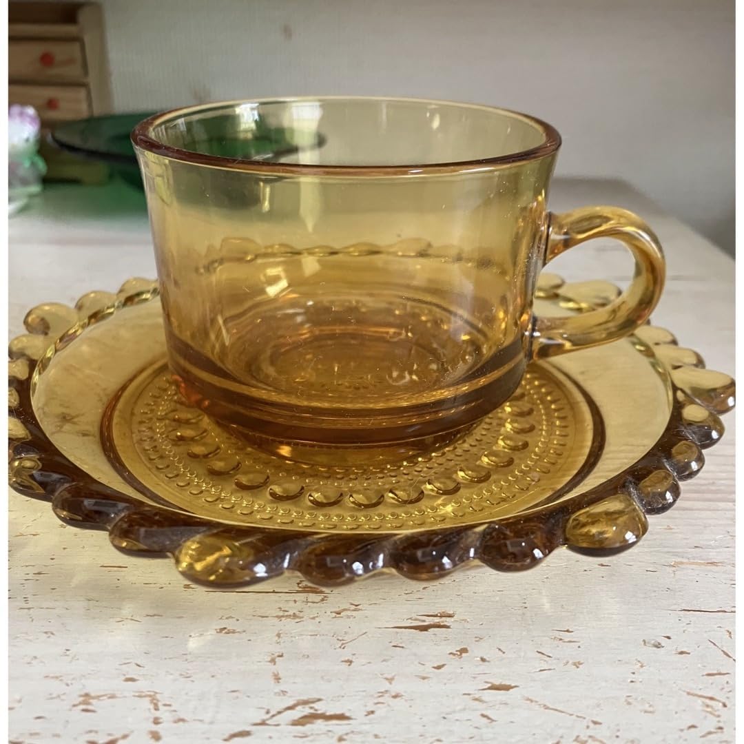 昭和レトロ　曽我硝子　ソガガラス　アンバー　調味料入れ Amazon.co.jp: レトロ 曽我ガラス アンバーカップ&ソーサー 琥珀色