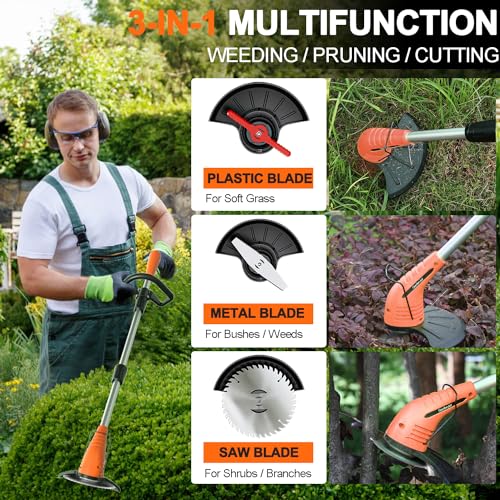 image for GardenJoy Weed Wacker Battery Operated: 12V Cordless Grass Trimmer wit