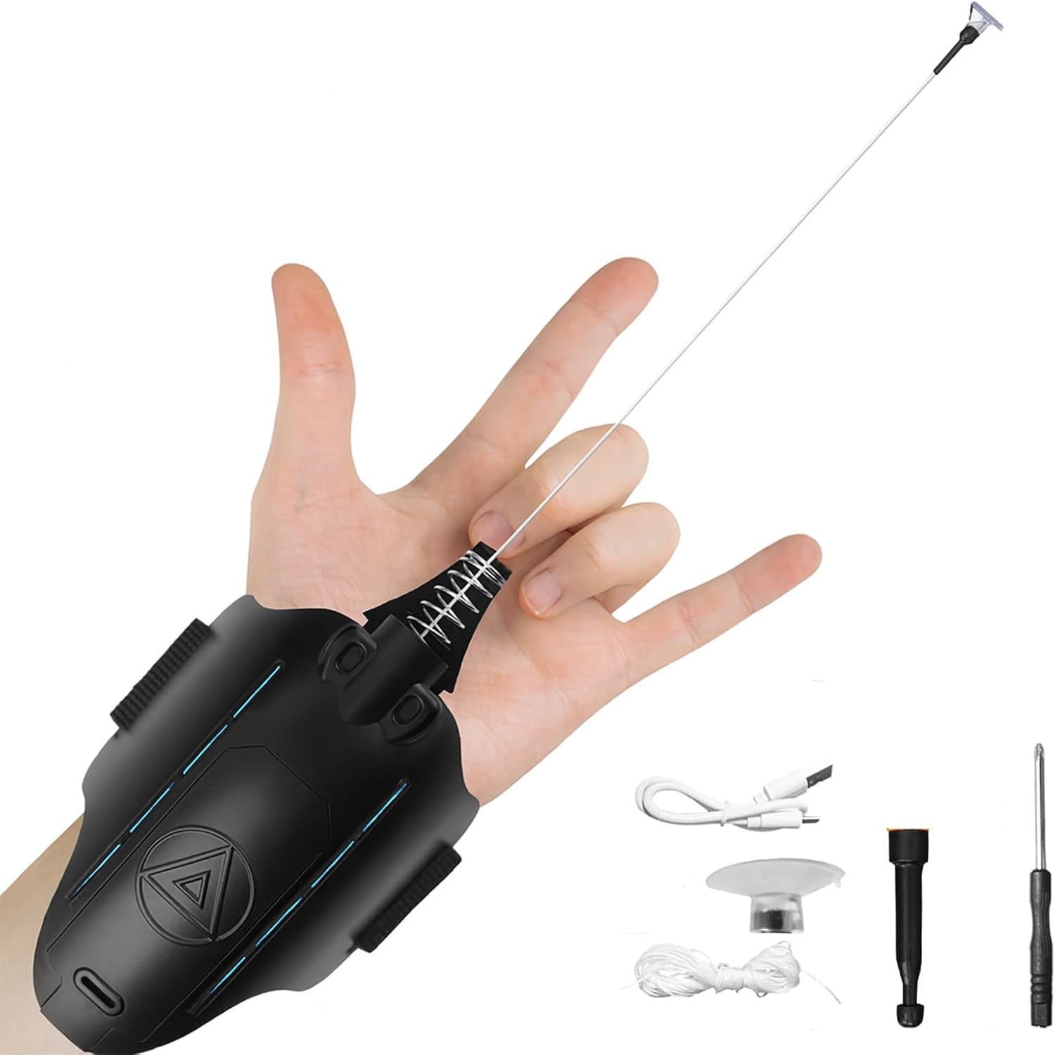 Upgraded LED Spider Web Shooter with Gloves, 8ft Range Wrist Launcher with Remote Rope Action & Glow, Superhero Role Play Gear for Kids, Can Grab Small Objects